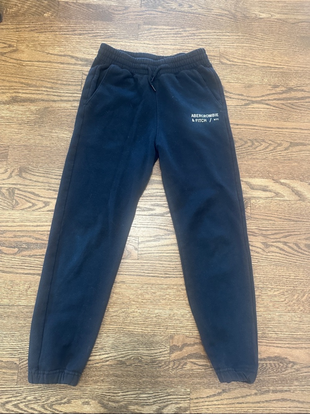 abercrombie kids Black Fleece Jogger Sweatpants with Abercrombie Logo